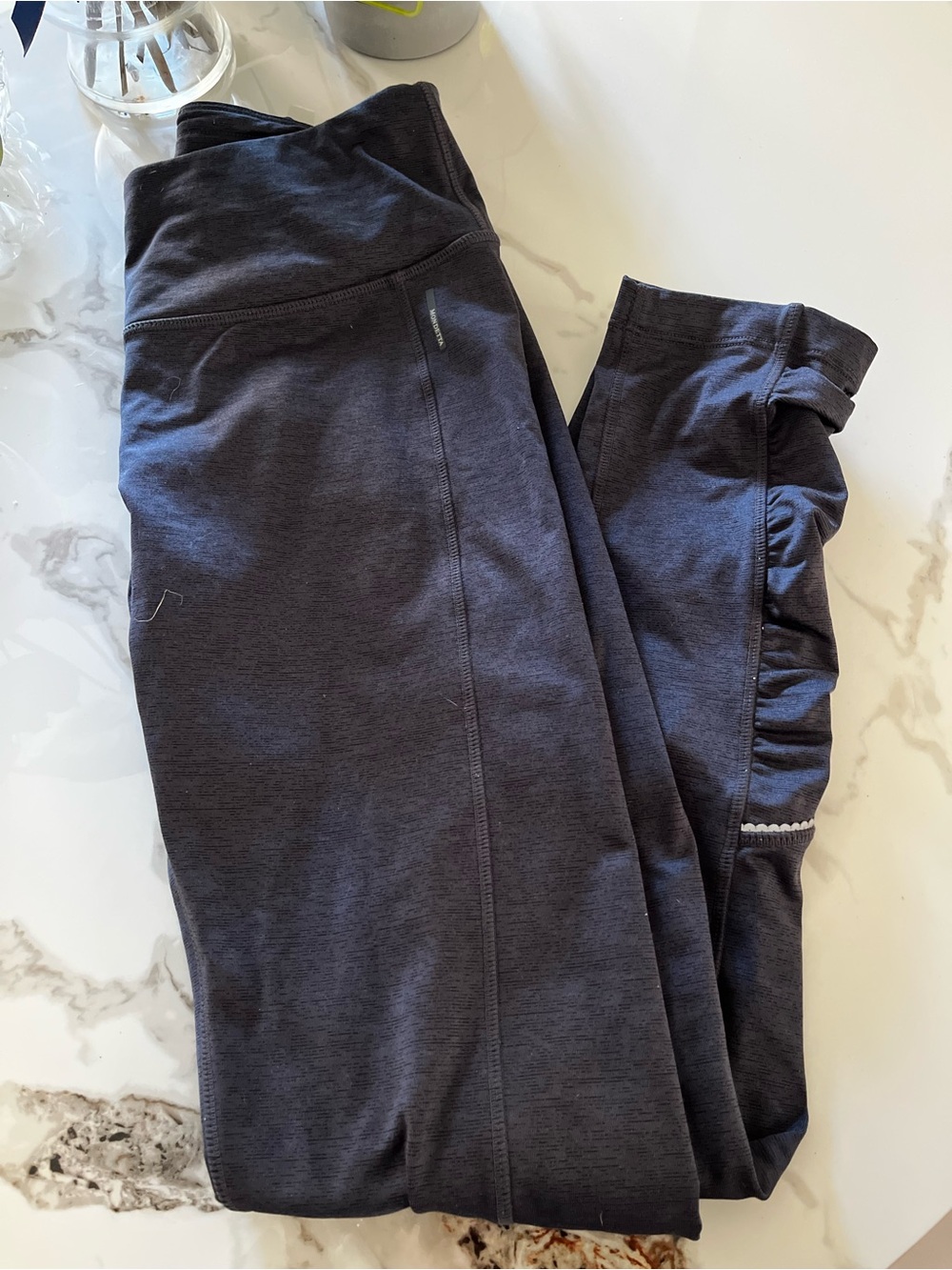 Mondetta Navy Blue Girls' Leggings with Ruched Side